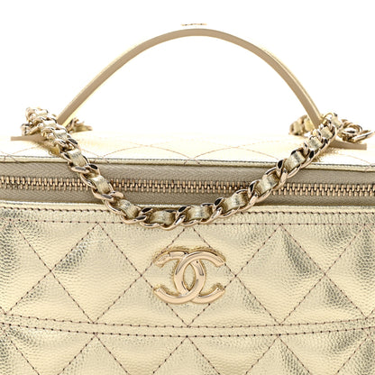 Chanel Metallic Caviar Quilted Trendy Handle Slim Vanity Gold 8 of 11