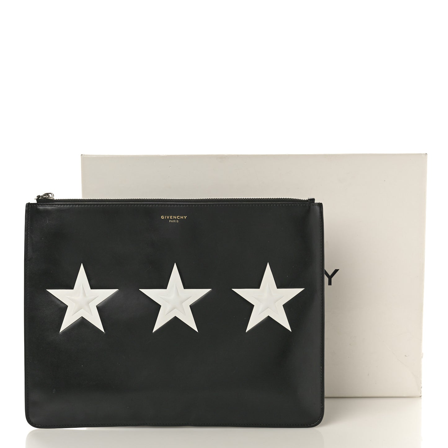 Smooth Calfskin Large Star Pouch Black