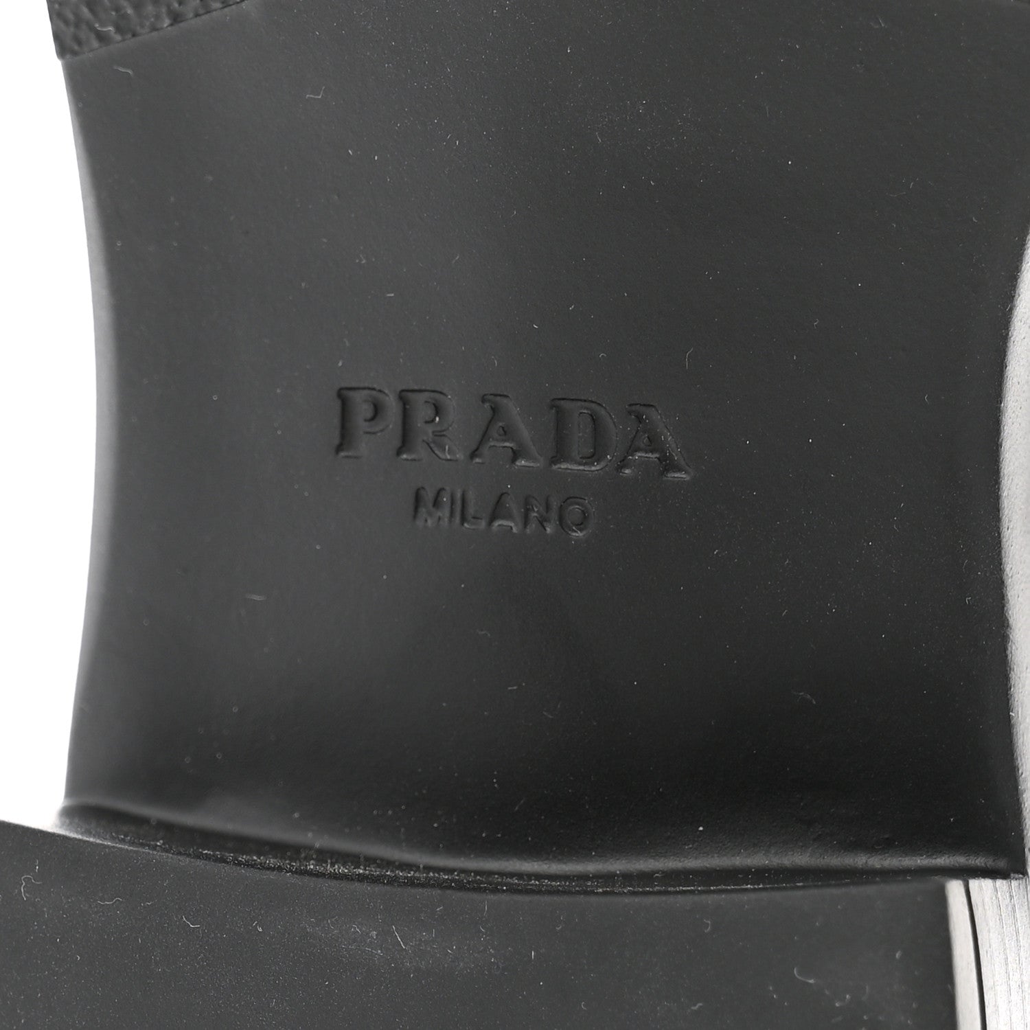 Prada Spazzolato Sfumato Metal Triangle Logo 50mm Loafers 40.5 Black Platino 9 of 11