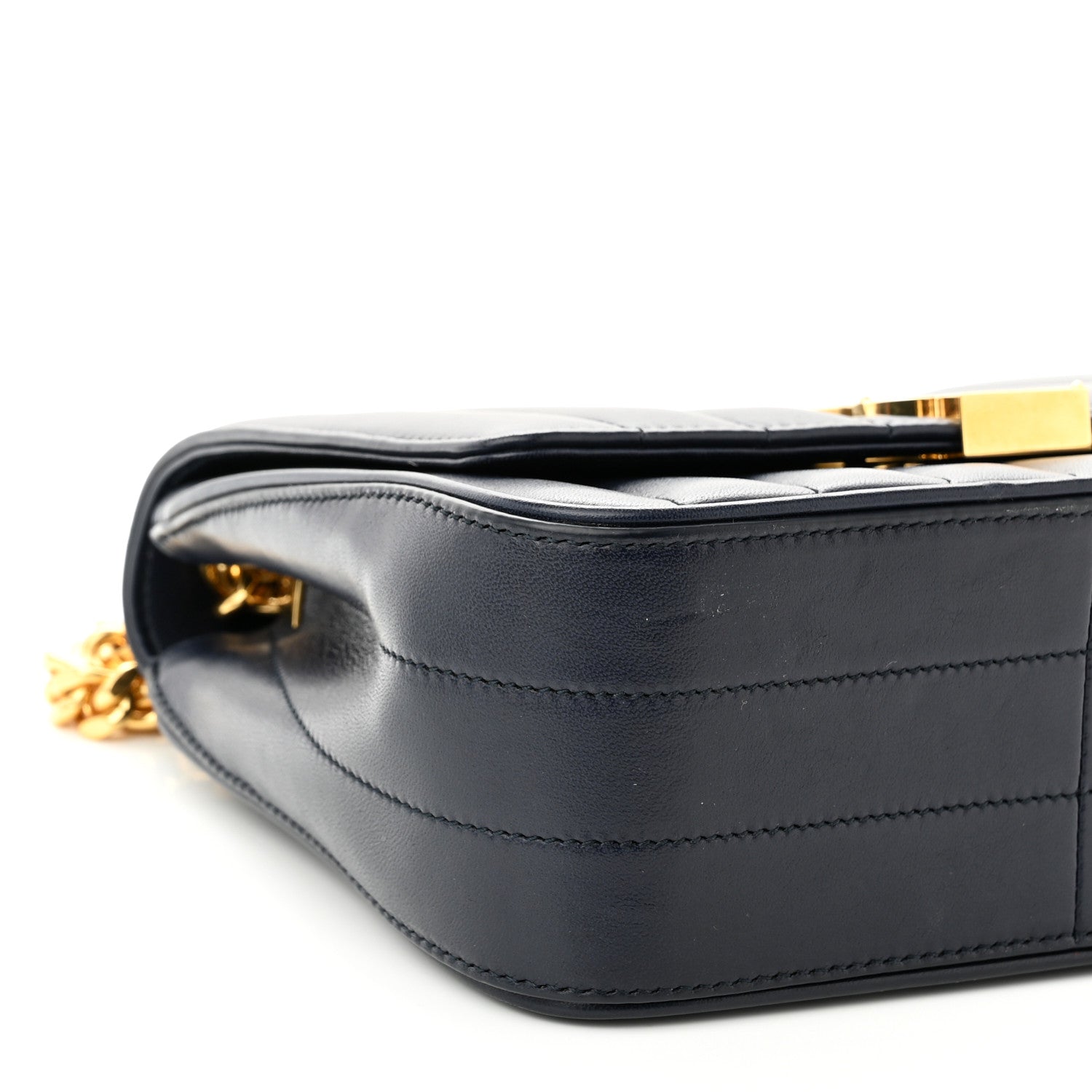Saint Laurent Lambskin Matelasse Monogram Medium Vicky Chain Bag Blue 9 of 12