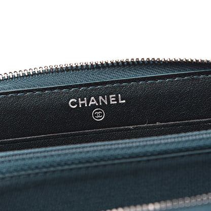 Chanel Iridescent Caviar Quilted Medium Filigree Zip Around Wallet Dark Turquoise 7 of 9