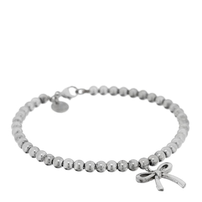 Tiffany Sterling Silver 4mm Bow Bead Bracelet 1 of 3