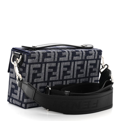 Fendi Fabric Jacquard Reactive Jean Denim Vitello Cover FF Baguette Soft Trunk Blue Black 3 of 10
