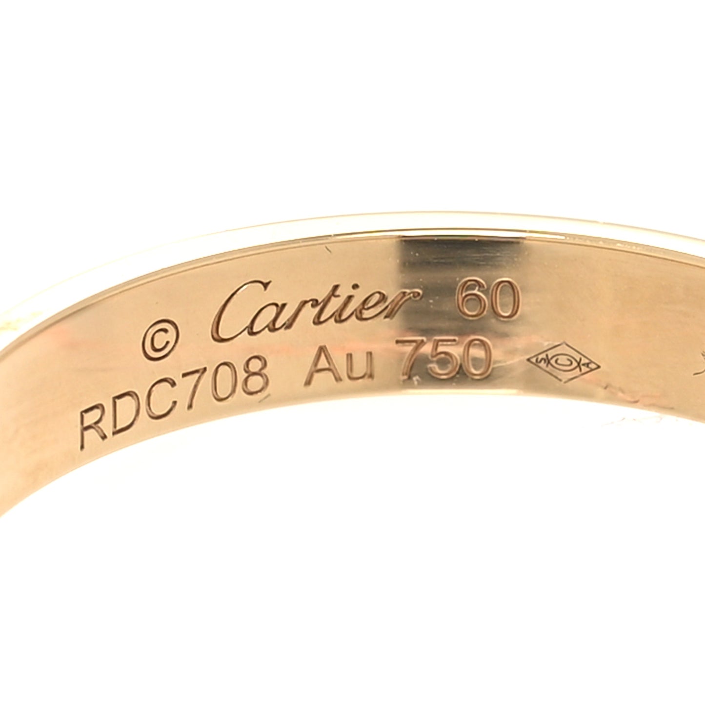 18K Yellow Gold 3.5mm LOVE Wedding Band Ring 60 9