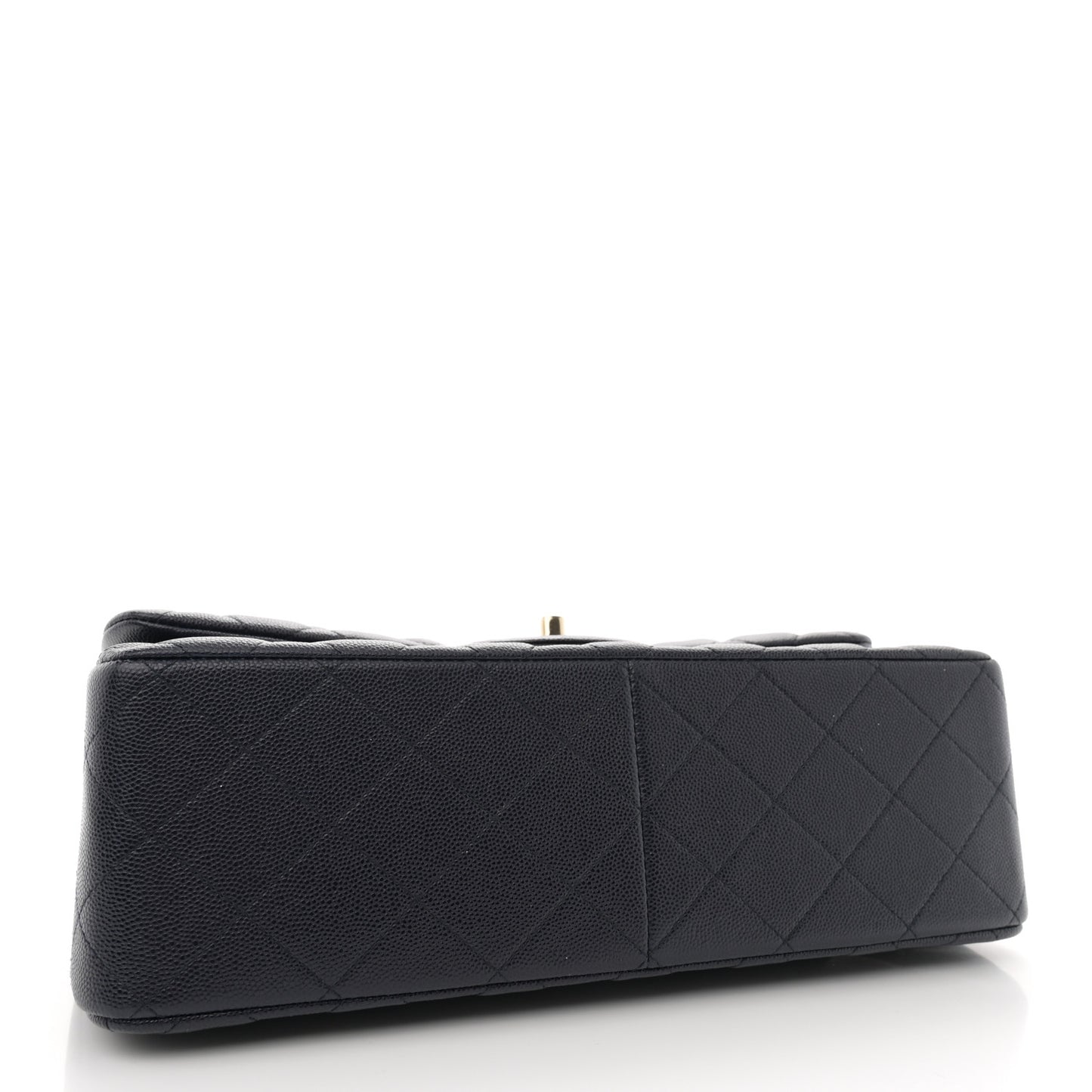 Caviar Quilted Jumbo Double Flap Navy Blue