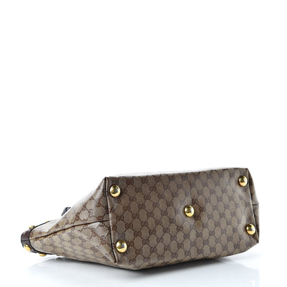 Gucci Crystal Monogram Medium Babouska Shopping Tote Dark Brown 4 of 15