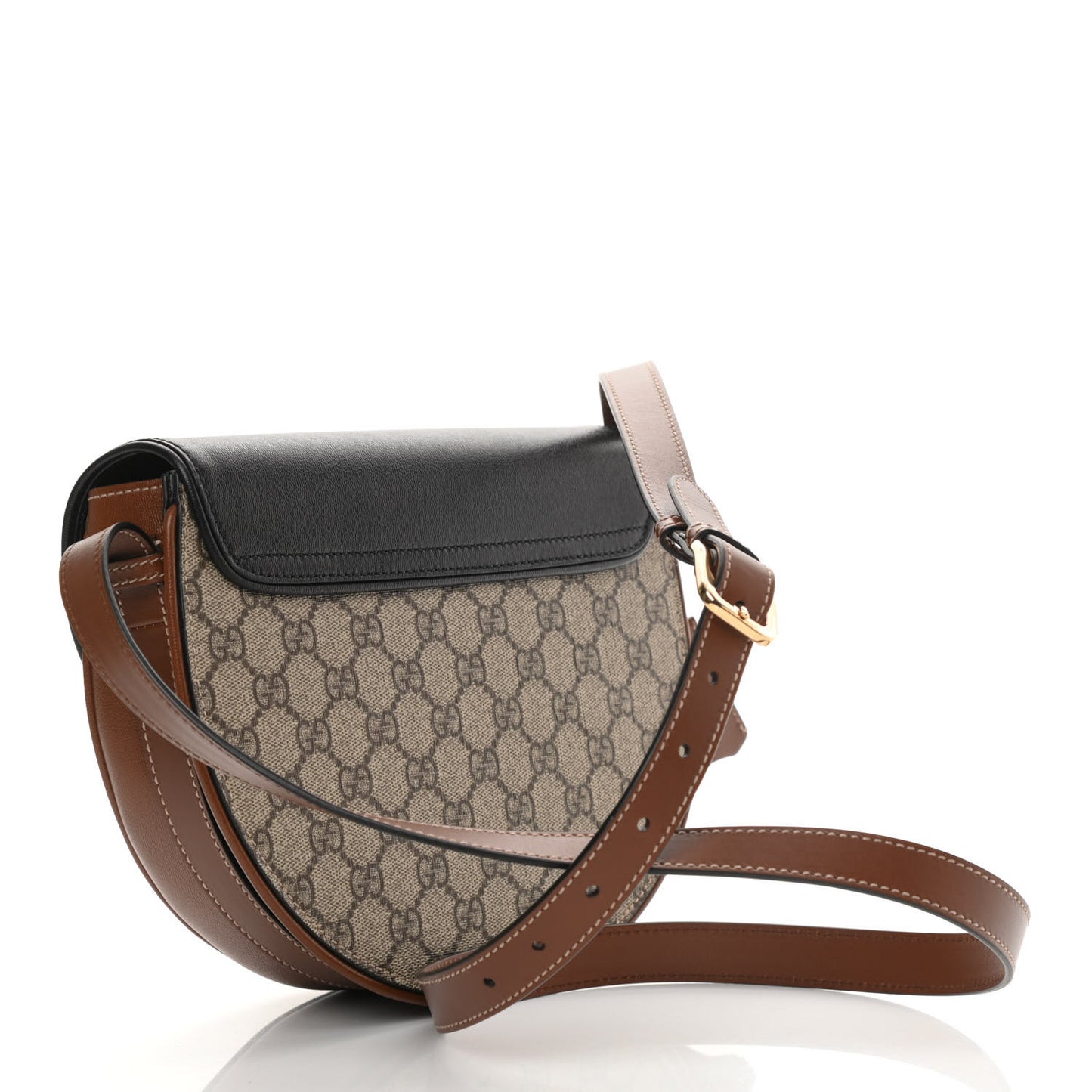 GG Supreme Monogram Calfskin Small Padlock Messenger Shoulder Bag Beige Black Cuir