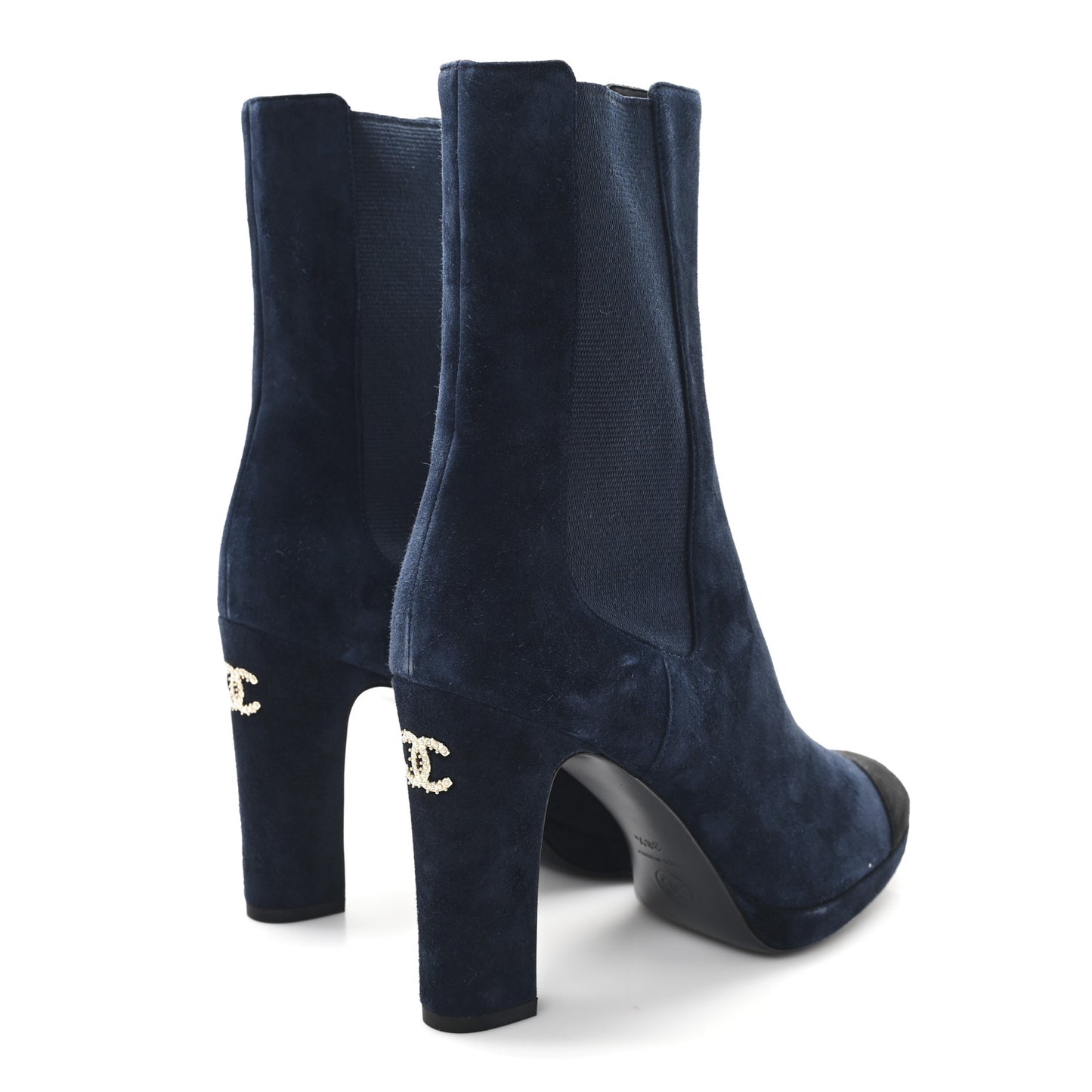 Suede Pearl CC Ankle Boots 38.5 Navy Blue