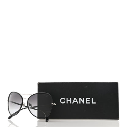 Chanel Metal Lambskin Polarized Pilot Fall Sunglasses 4227-Q Black 8 of 8
