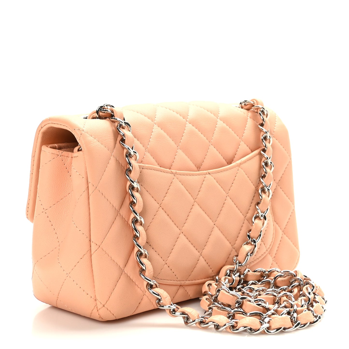 Lambskin Quilted Mini Rectangular Flap Light Pink