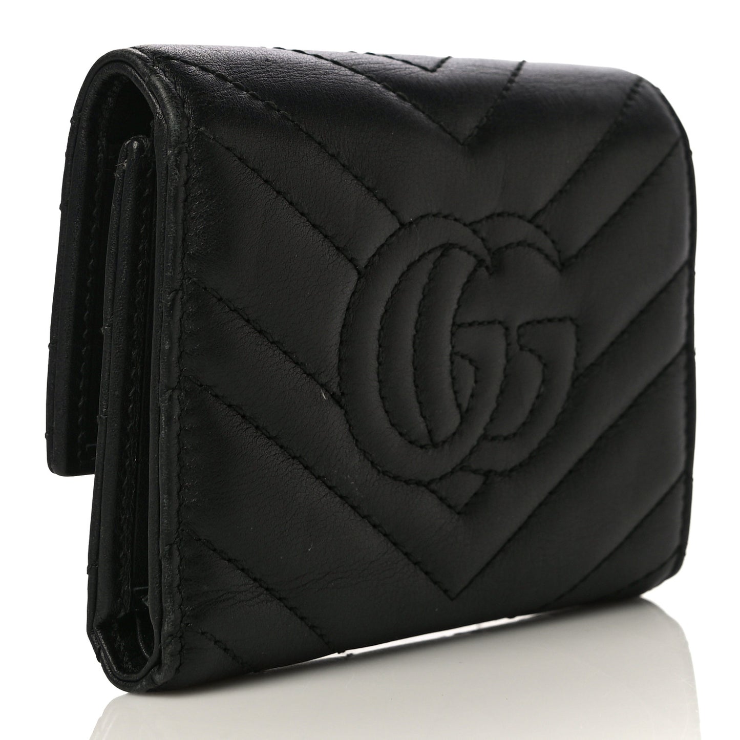 Calfskin Matelasse GG Marmont Wallet Black