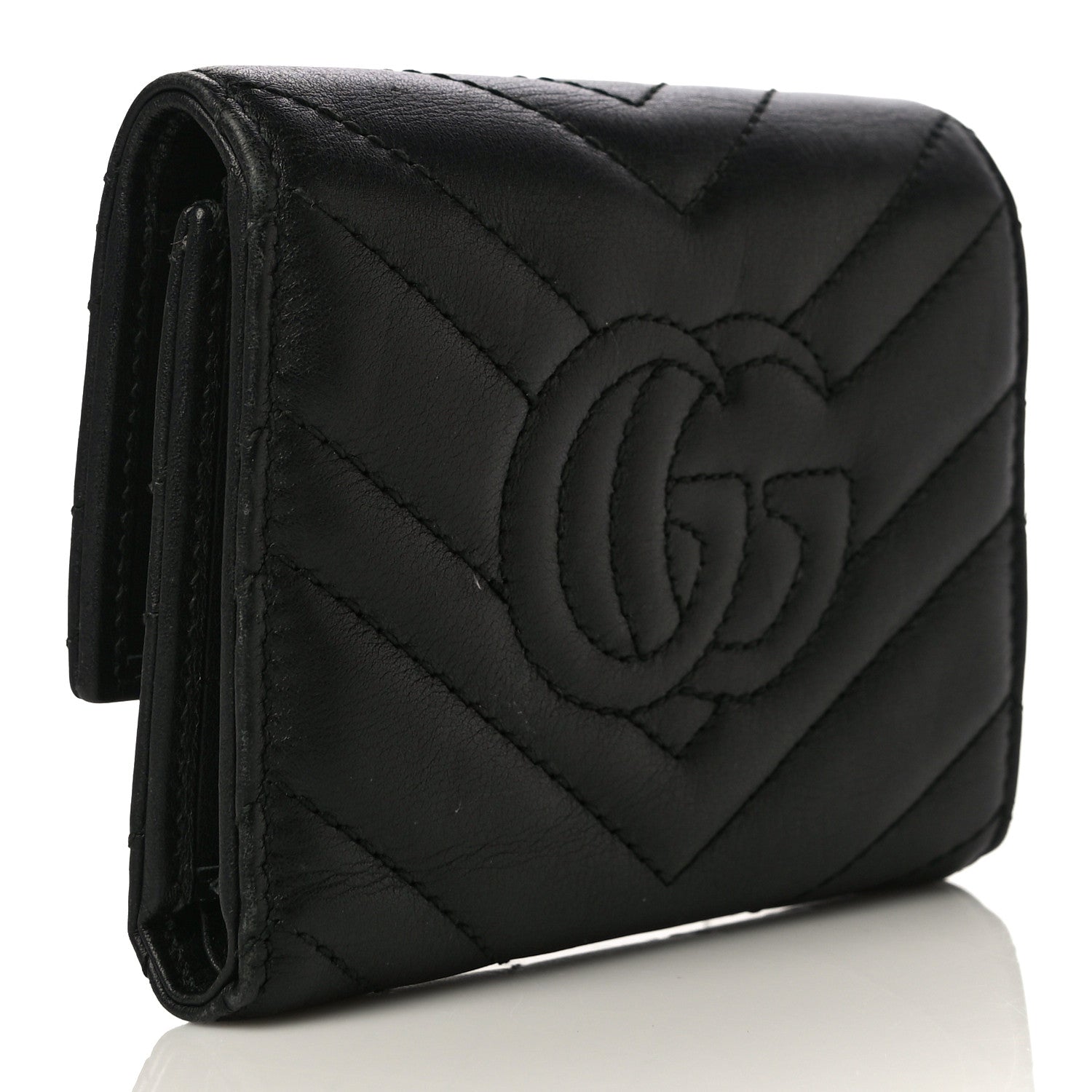 Gucci Calfskin Matelasse GG Marmont Wallet Black 3 of 15