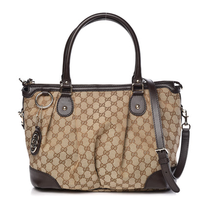 Gucci Monogram Large Sukey Top Handle Bag Beige Dark Brown 1 of 10