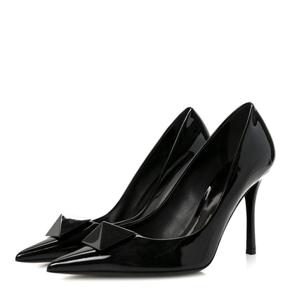 Valentino Garavani Patent Tonal One Stud 100mm Pumps 40.5 Black 4 of 9
