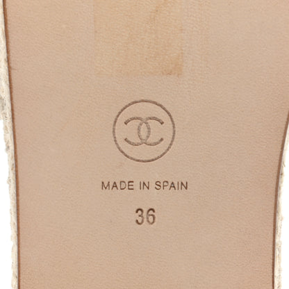 Chanel Lambskin Chain Espadrille Slip On Sandals 36 Black White 6 of 8