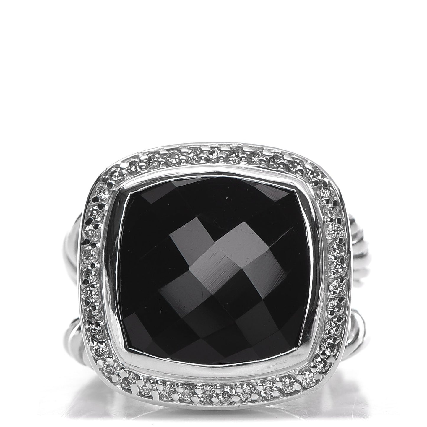 Sterling Silver Diamond Black Onyx 14mm Albion Ring 50 5.25