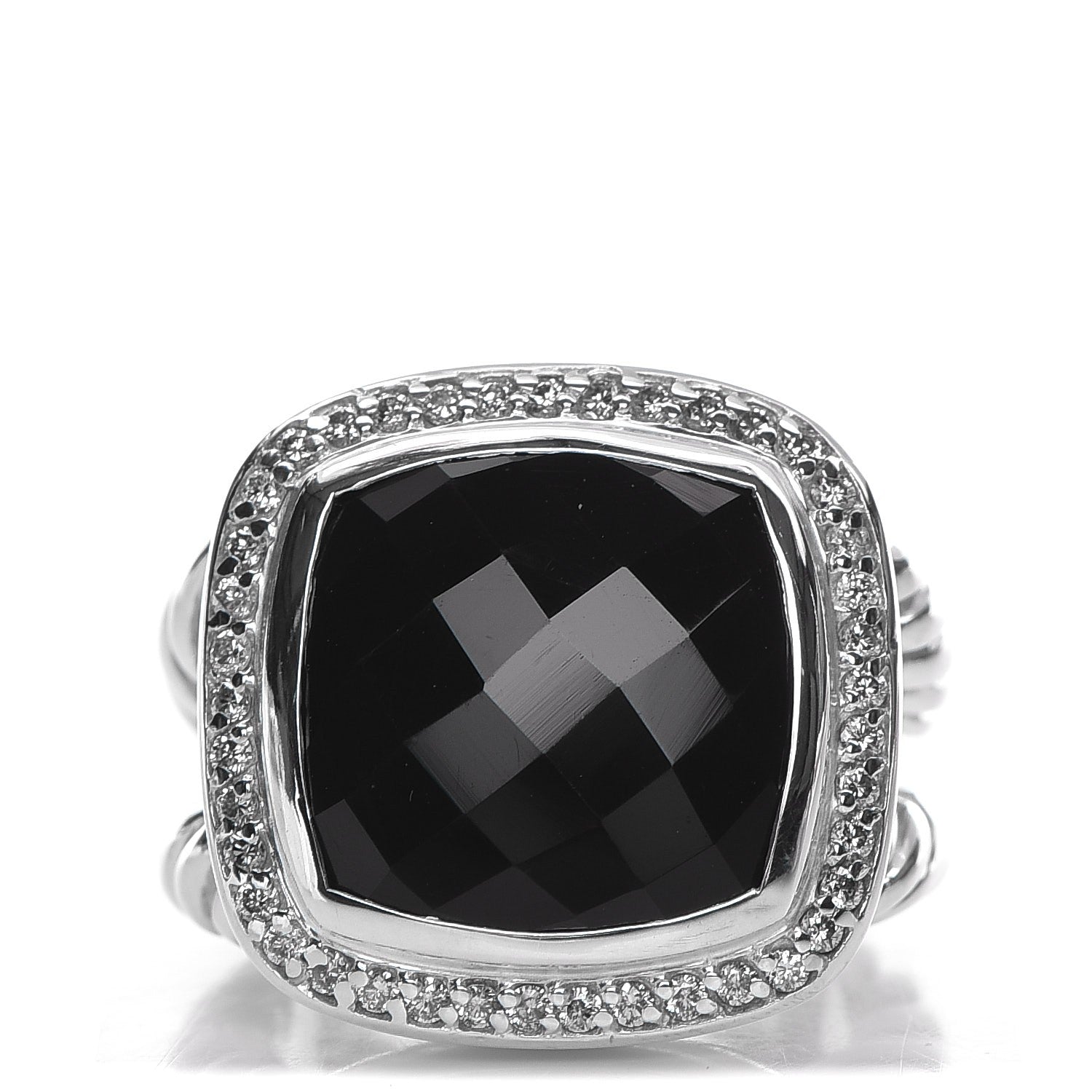 David Yurman Sterling Silver Diamond Black Onyx 14mm Albion Ring 50 5.25 1 of 4