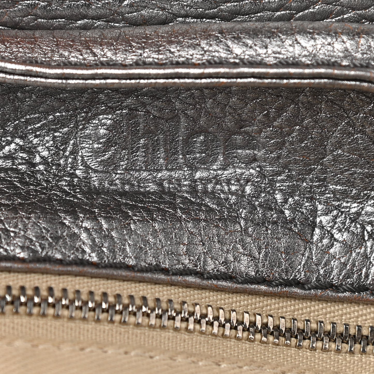 Metallic Calfskin Medium Paddington Satchel Silver