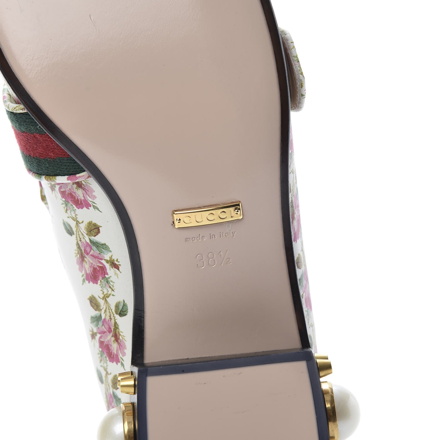 Gucci Calfskin Web Pearl Embellished Peyton Loafer 38.5 White 7 of 11