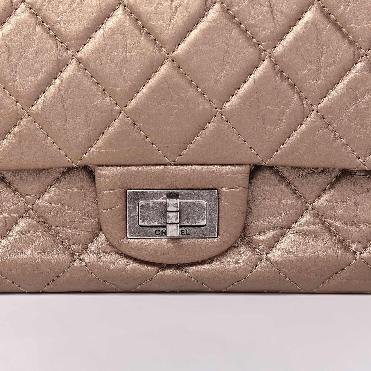 Metallic Aged Calfskin Quilted 2.55 Reissue 227 Flap Dark Gold