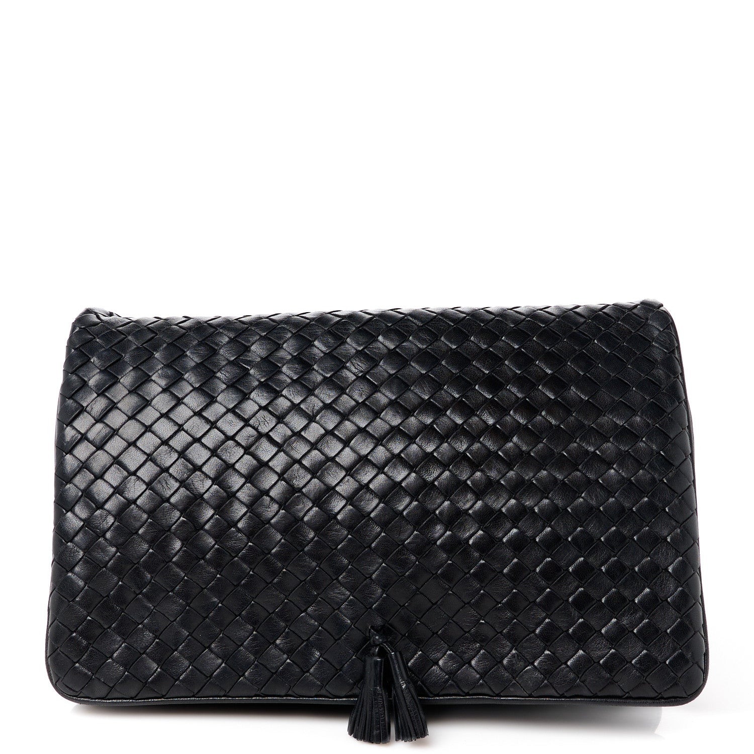 Bottega Veneta Nappa Intrecciato Flap Tassel Clutch Black 1 of 11