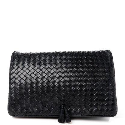 Bottega Veneta Nappa Intrecciato Flap Tassel Clutch Black 1 of 11