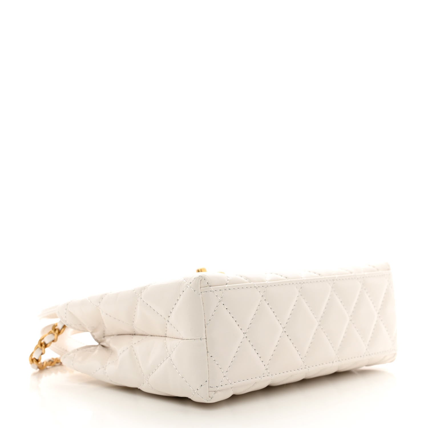 Chanel Shiny Aged Calfskin Quilted Nano Kelly Shopper White 4 of 11