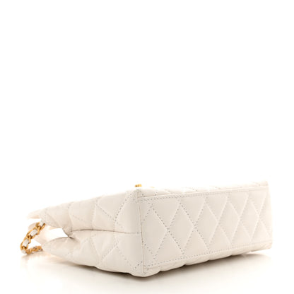 Chanel Shiny Aged Calfskin Quilted Nano Kelly Shopper White 4 of 11