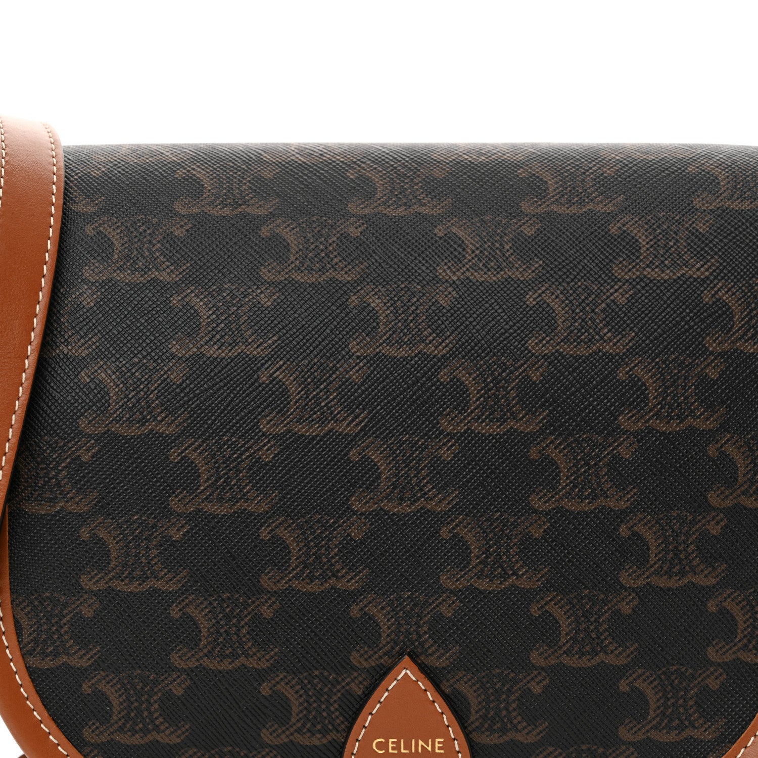 Celine Triomphe Canvas Medium Folco Bag Tan 7 of 11