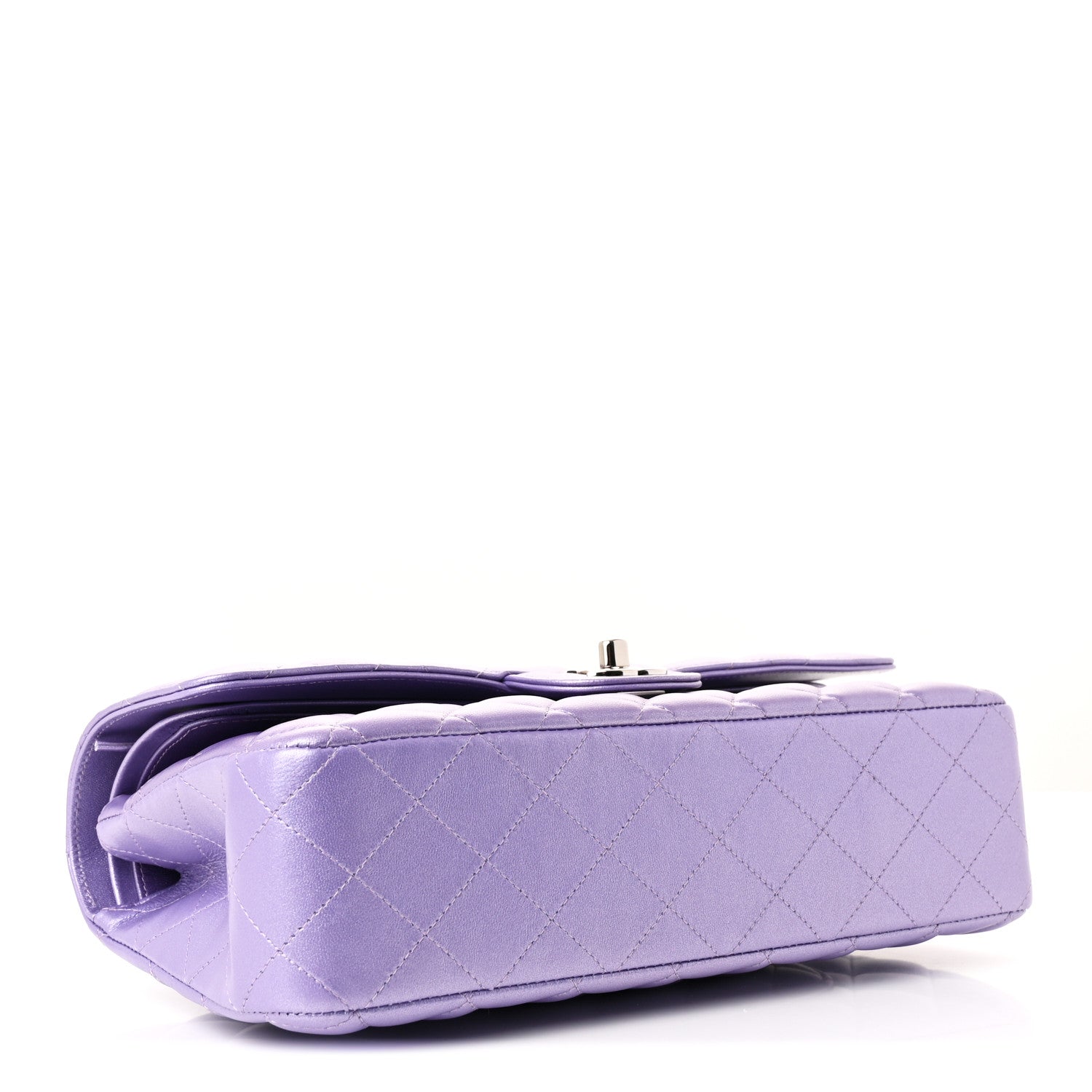 Chanel Metallic Lambskin Quilted Medium Double Flap Purple 4 of 11