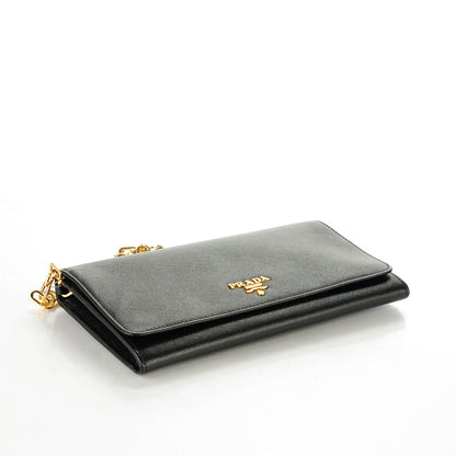 Prada Saffiano Metal Large Chain Wallet Nero Black 4 of 8
