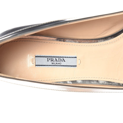 Prada Metallic Calfskin Bow Ballet Flats 39.5 Silver 9 of 12