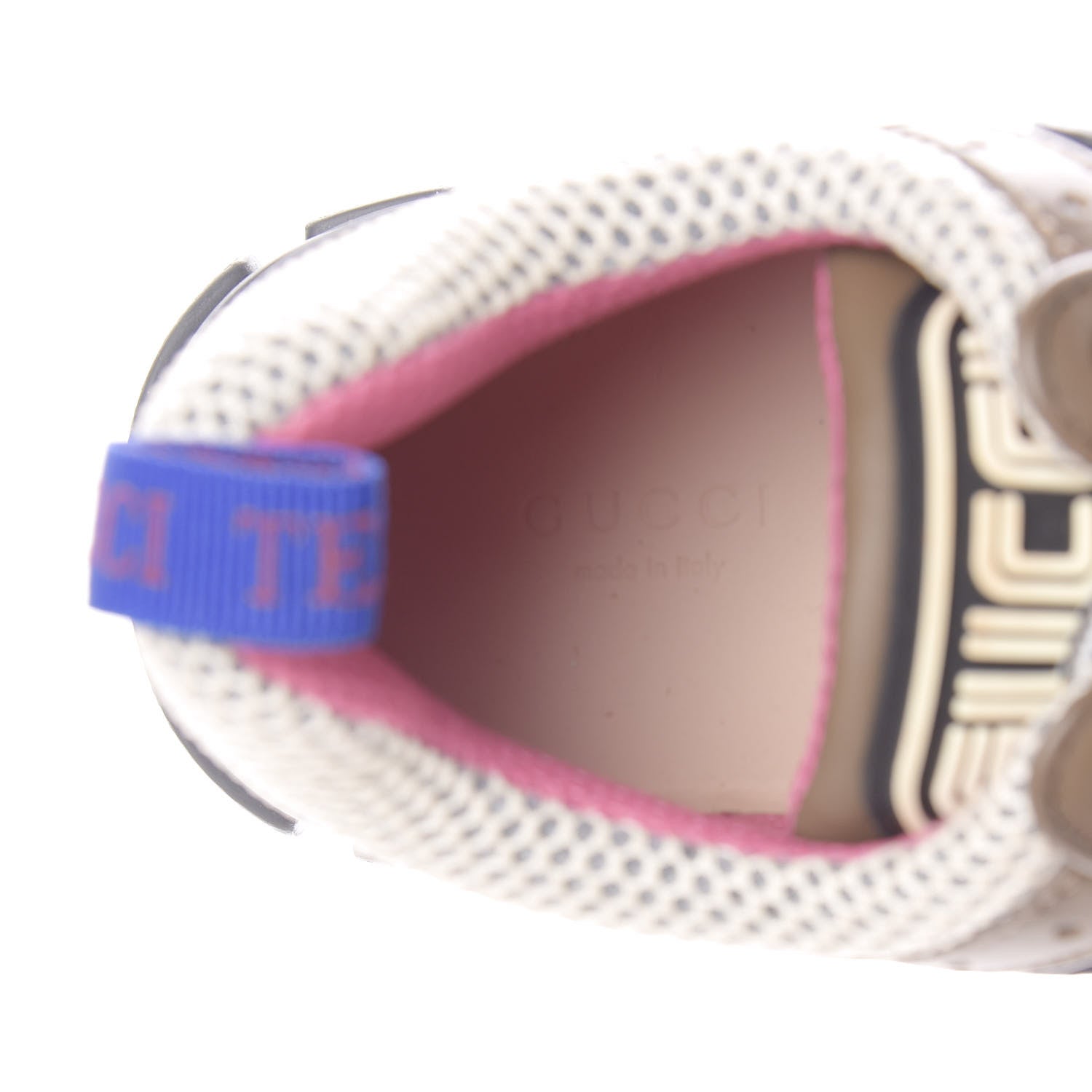 Gucci X SEGA Mesh Canvas Calfskin Womens Flashtrek Sneakers 38 White Box Pink Ardesia Loess 8 of 9