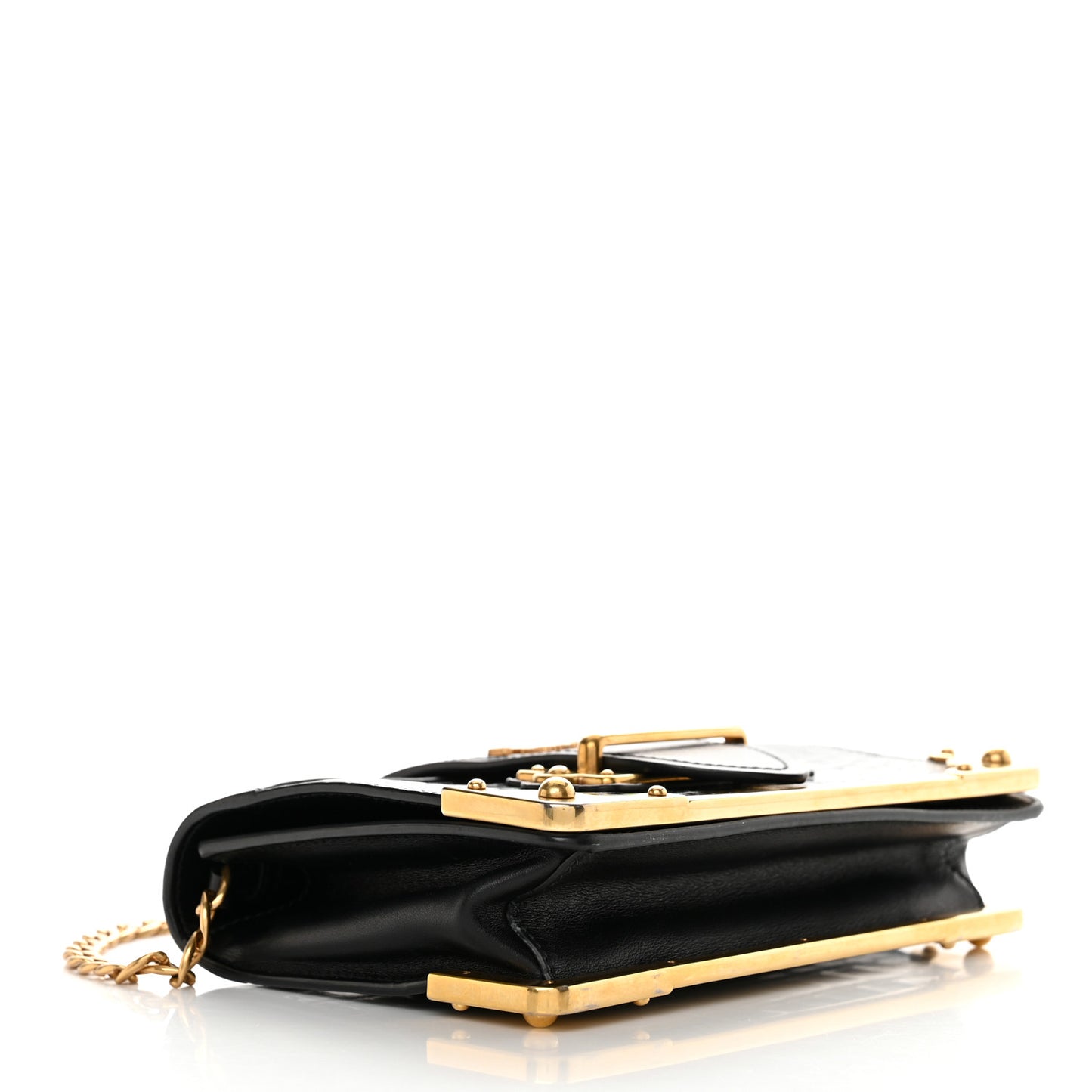 City Calfskin Crocodile Cahier Bag Black