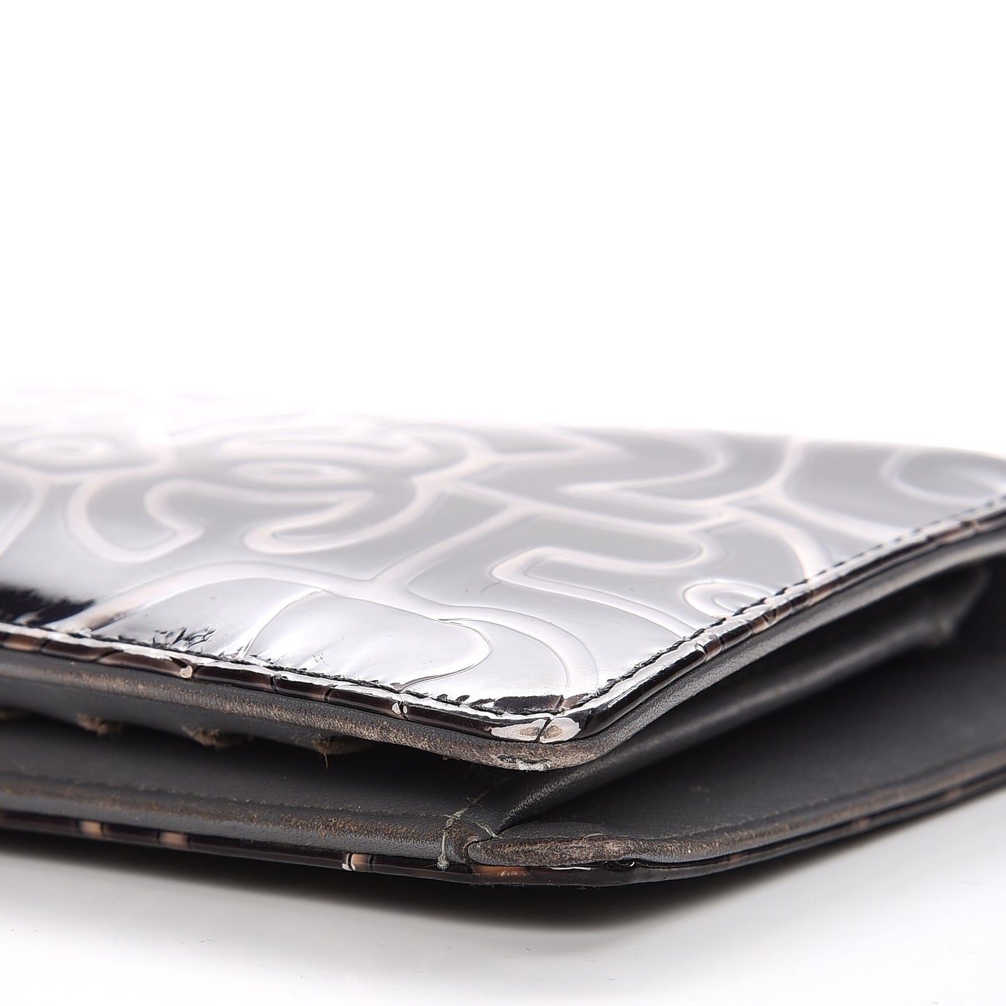 Patent Camellia Large Yen Wallet Black