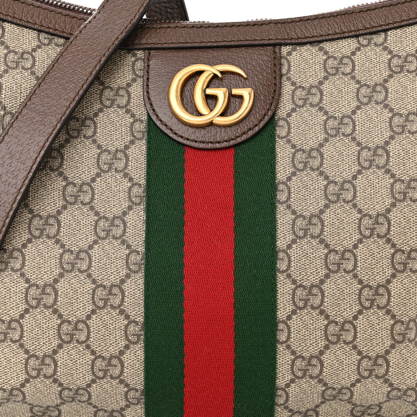 GG Supreme Monogram Web Small Ophidia Half Moon Hobo Brown