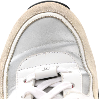 Chanel Calfskin Fabric Sneakers 40 White Silver Fluo Pink 10 of 13