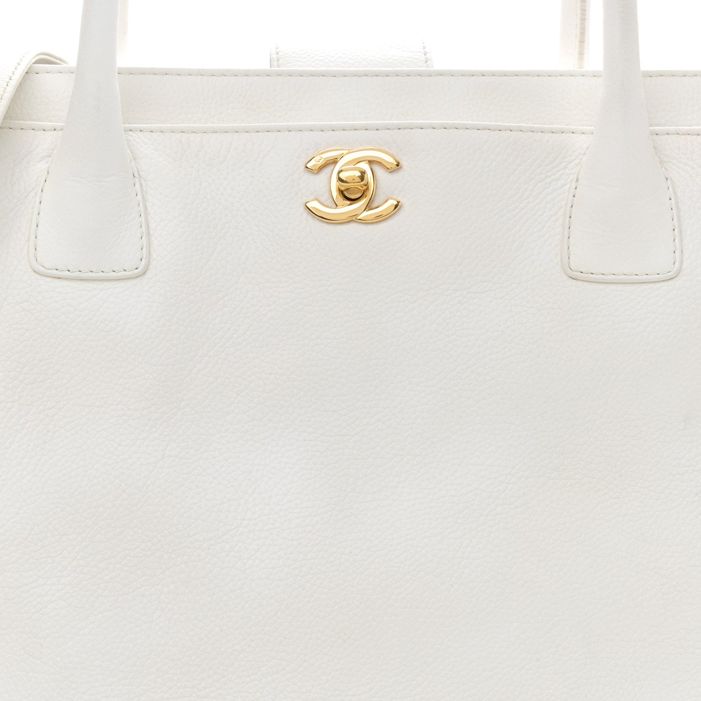 Calfskin Cerf Executive Shopper Tote White