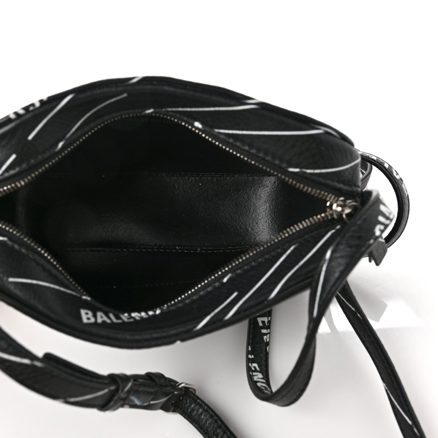 Calfskin Logo Print XS Everyday Camera Bag Black White
