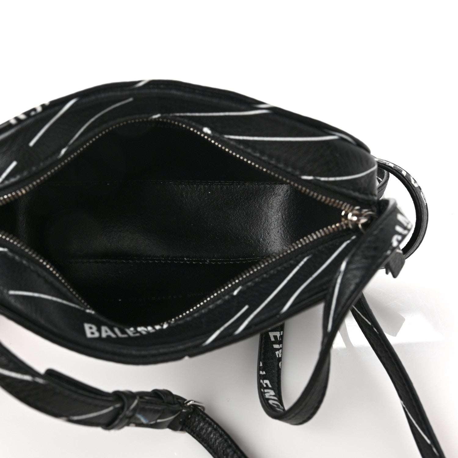 Balenciaga Calfskin Logo Print XS Everyday Camera Bag Black White 4 of 7