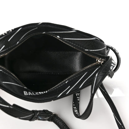 Balenciaga Calfskin Logo Print XS Everyday Camera Bag Black White 4 of 7