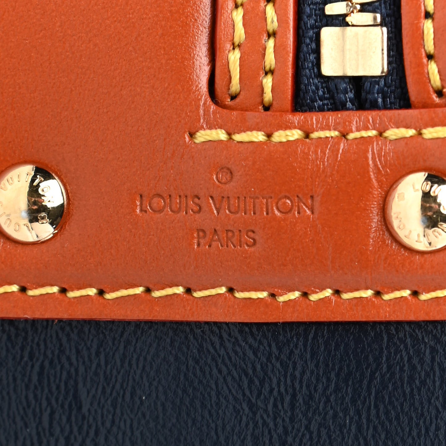 Calfskin Reverse Monogram Valisette PM Navy Caramel
