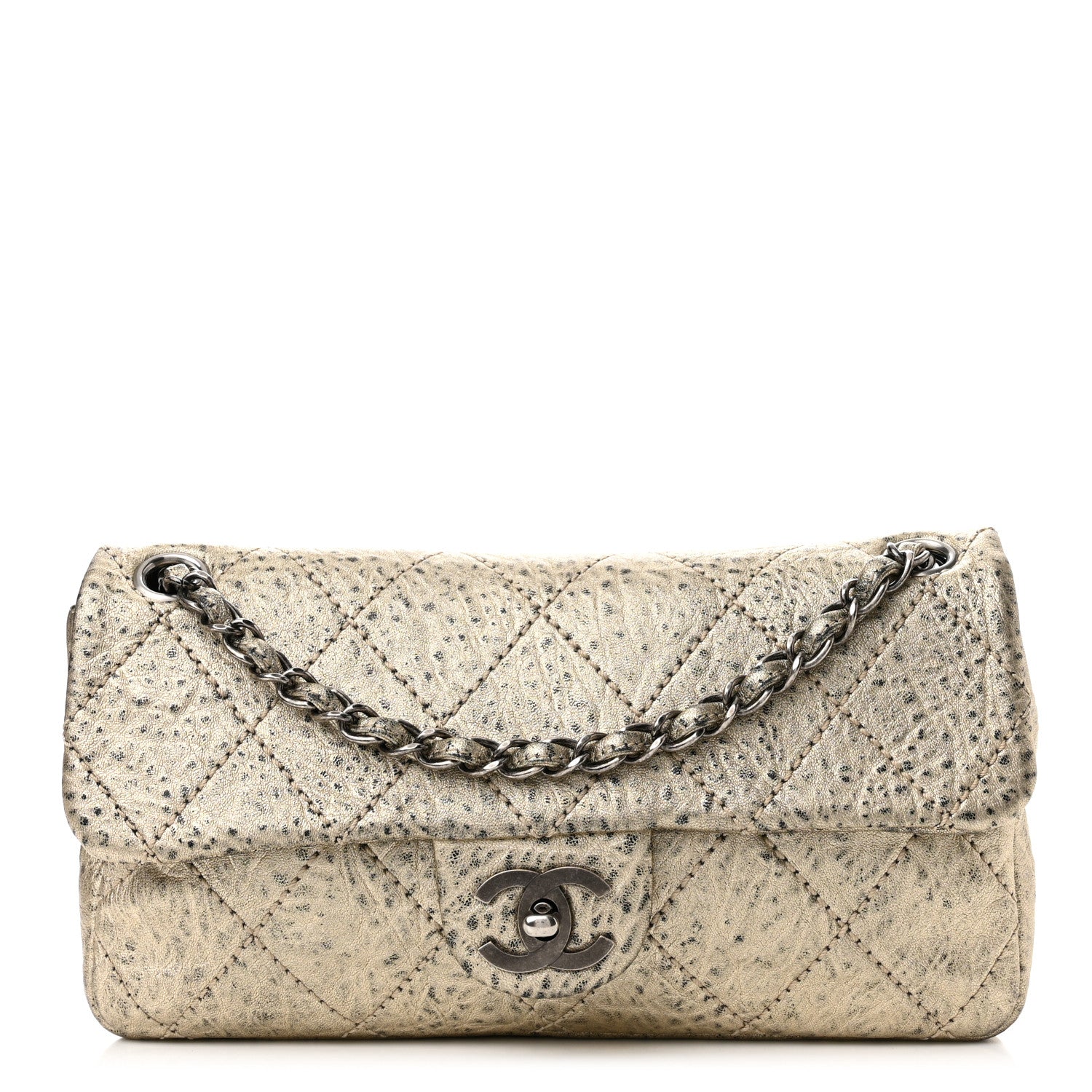 Chanel Distressed Metallic Lambskin Quilted Le Marais Ligne Flap Gold 1 of 9
