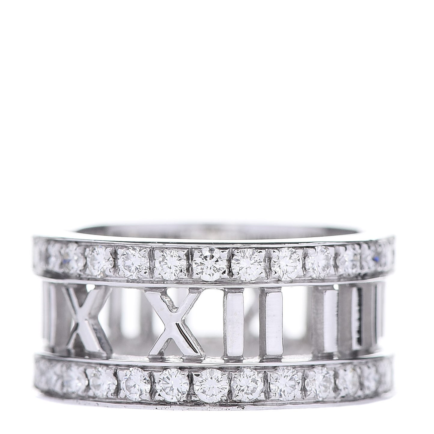 18K White Gold Diamond Wide Atlas Open Ring 53 6.25