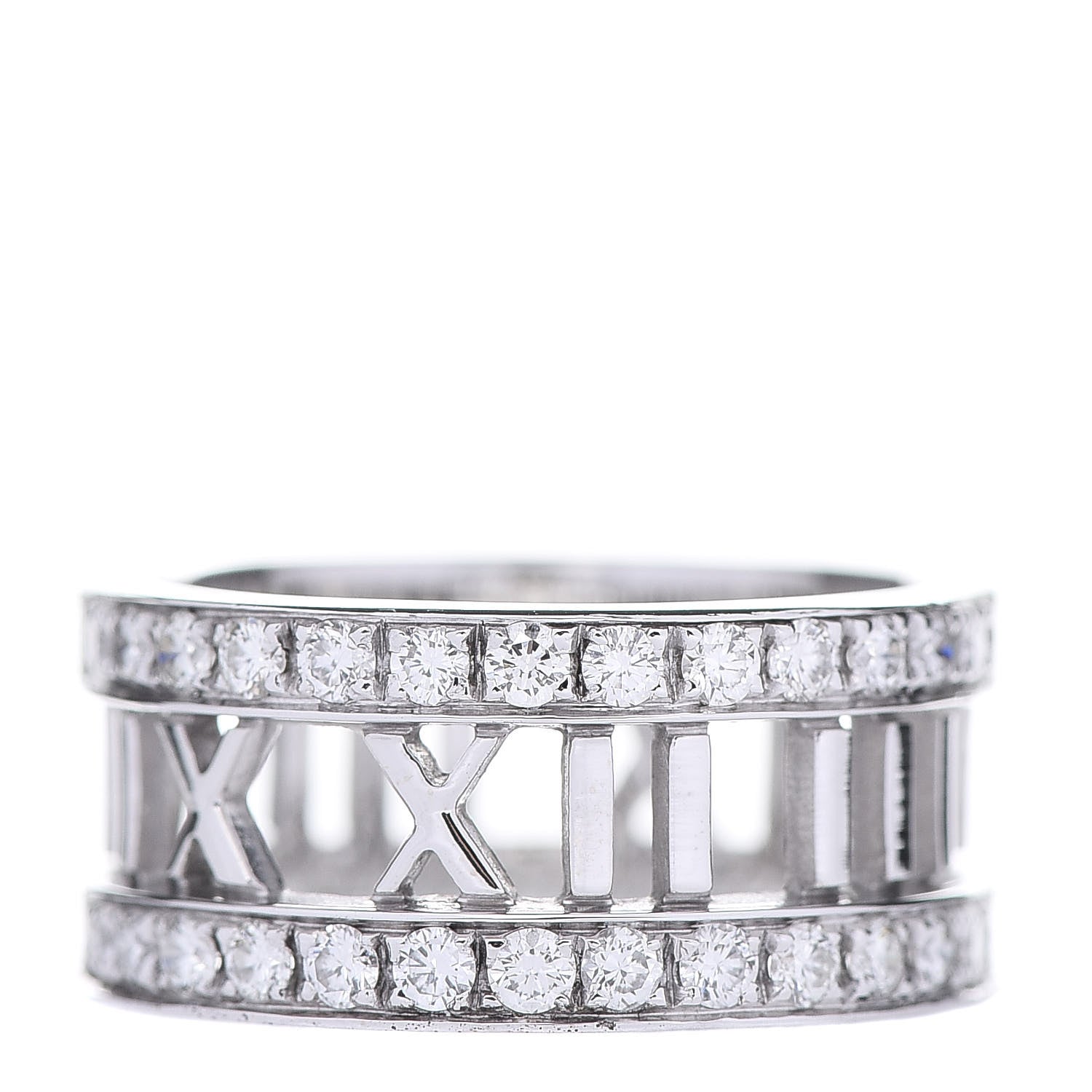 Tiffany 18K White Gold Diamond Wide Atlas Open Ring 53 6.25 1 of 6