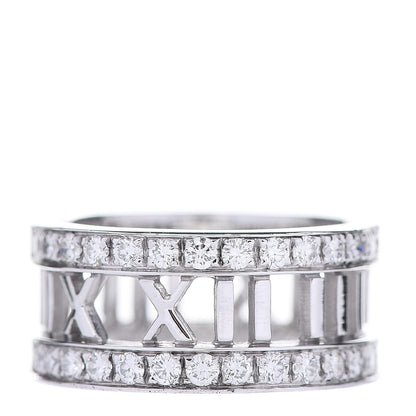 Tiffany 18K White Gold Diamond Wide Atlas Open Ring 53 6.25 1 of 6