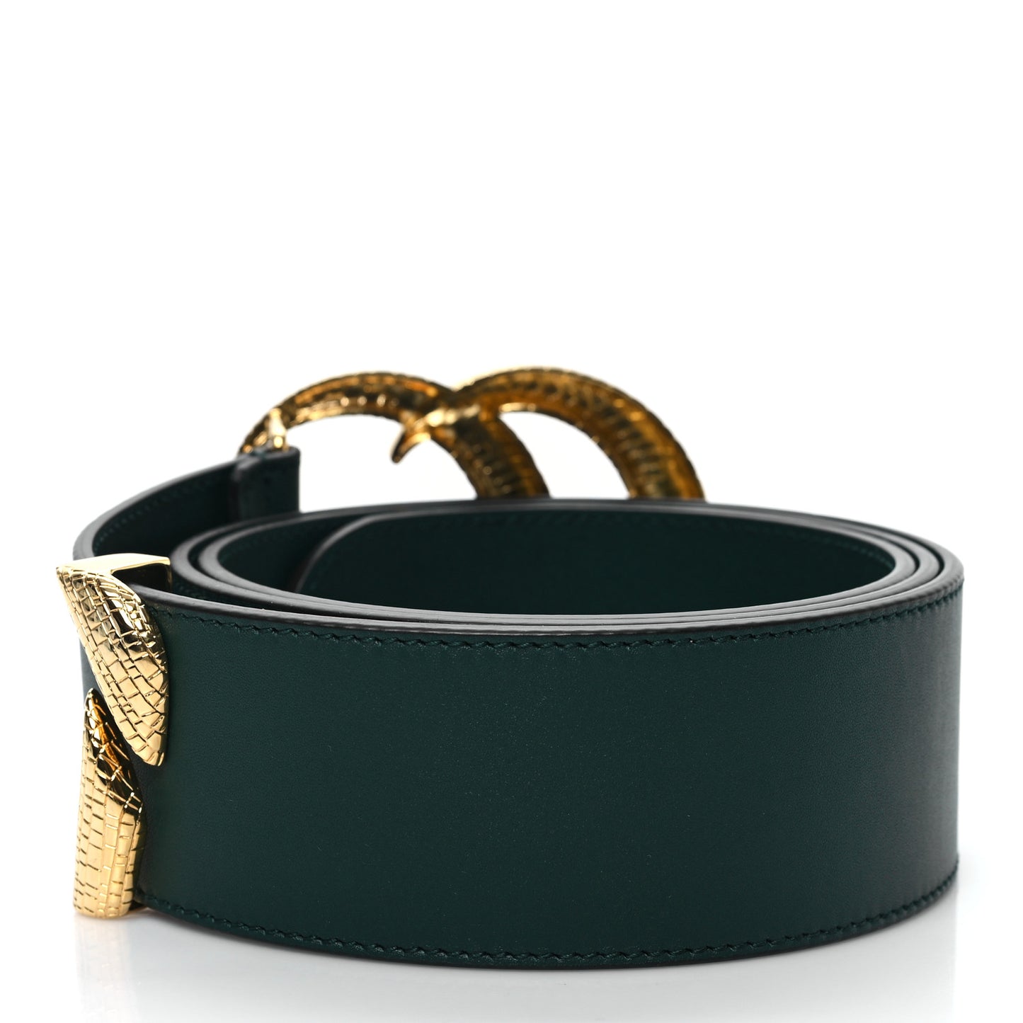 Calfskin Lizard Double G 50mm Belt 105 42 Vintage Green
