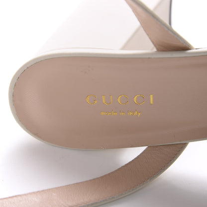 Gucci Calfskin GG Marmont Ankle Wrap 30/85mm Platform Sandals 37 Mystic White 7 of 9