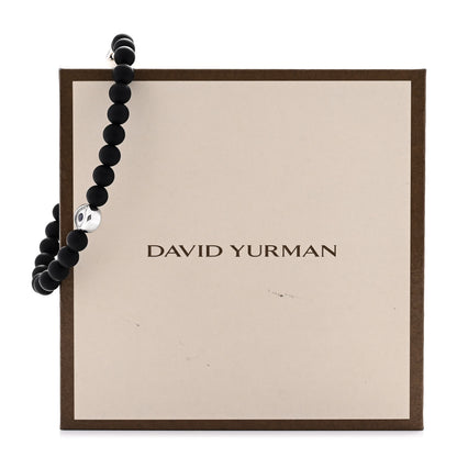 David Yurman Sterling Silver Black Onyx Blue Sapphire 4mm Spiritual Beads Evil Eye Bracelet 5 of 5