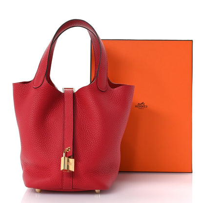 Hermes Taurillon Clemence Picotin Lock 18 PM  Rouge Casaque 11 of 11